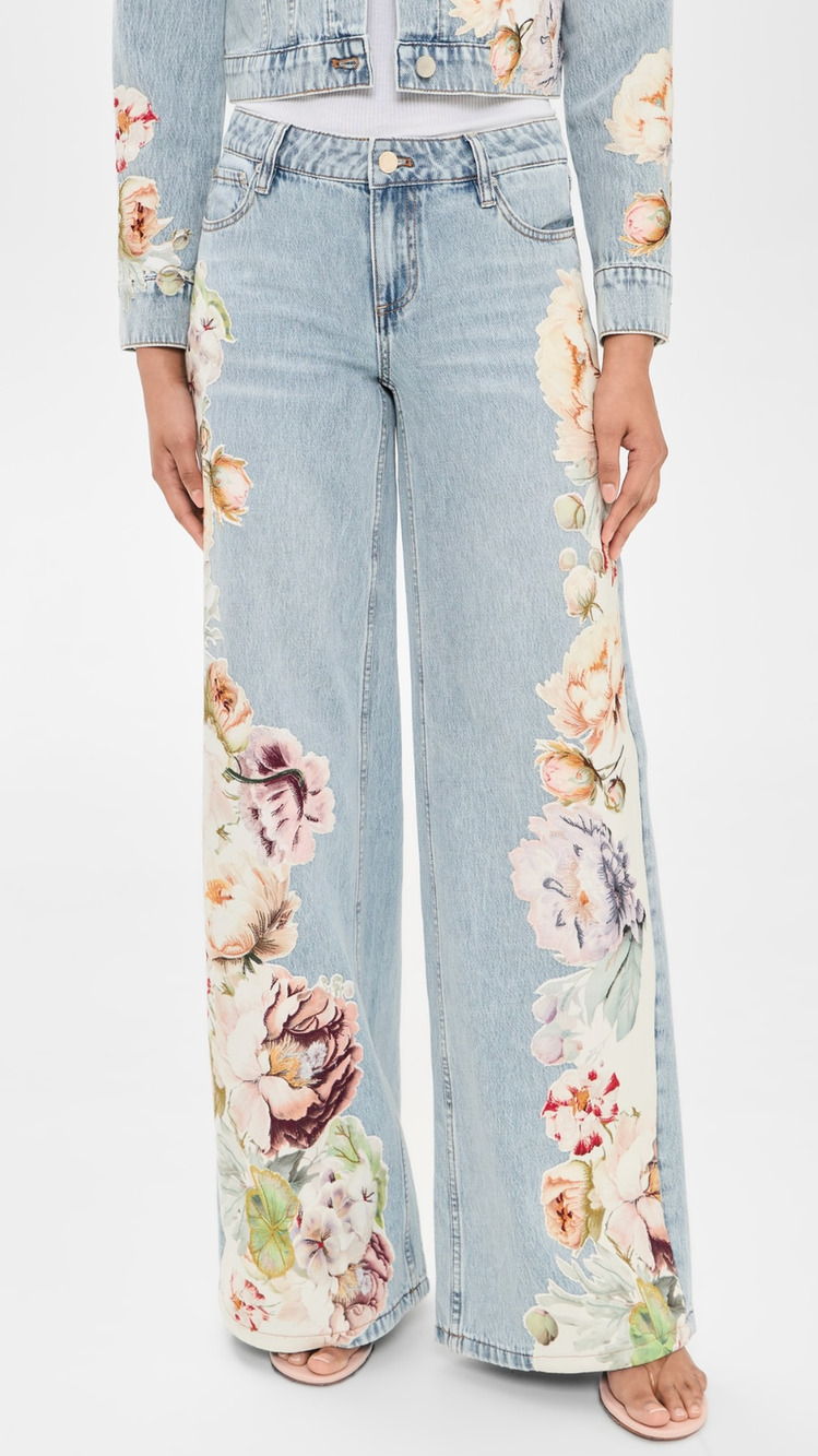 Alice + Olivia Amazing Baggy Jeans Sierra Vintage/Multi
